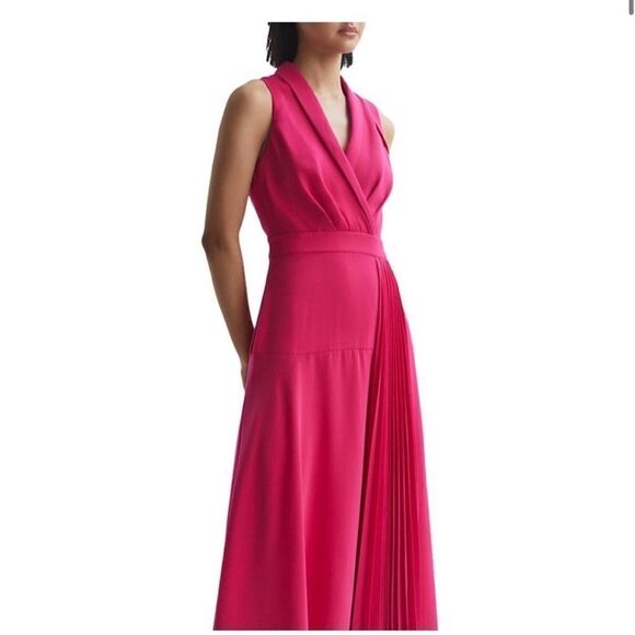 Reiss Claire pleated midi dress size 2 NWT $385 - Picture 4 of 10
